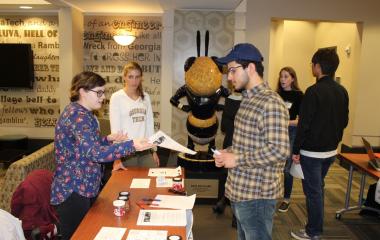 Student in line at an event