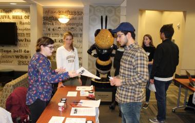 Student in line at an event