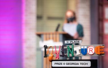 Photo of InVenture Prize first place trophy.